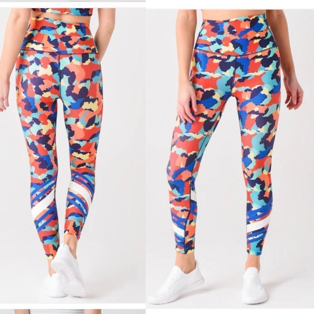 NEW Addison Bay Colorful Camo The Everyday High Rise 7/8 Leggings 2.0 Size XS